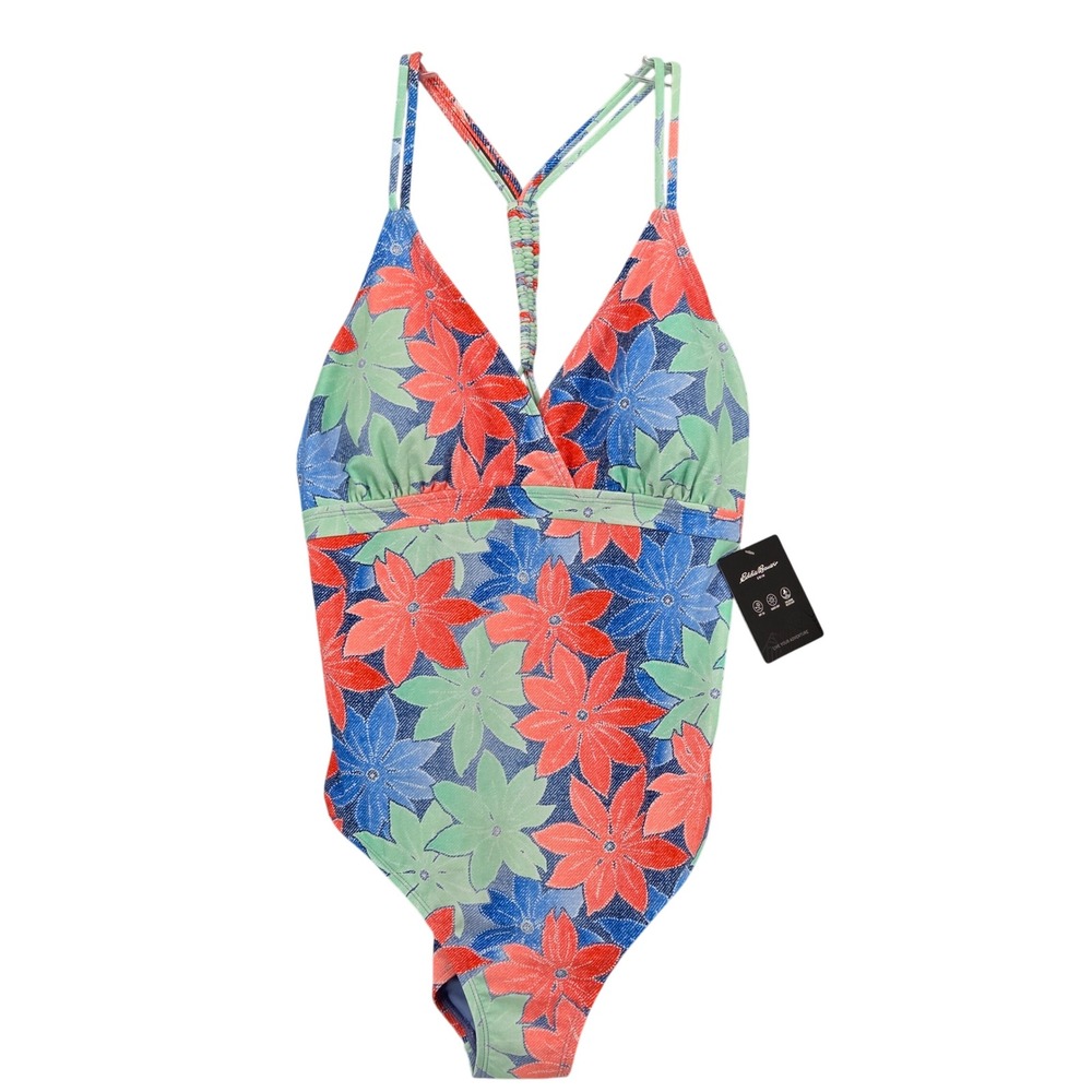Eddie Bauer NEW Women XL Swimsuit One Piece Braided Strap Summer‎ Flower